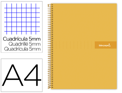 Cuaderno espiral Liderpapel Crafty A4 tapa extradura 120h 90g c/5mm. color naranja